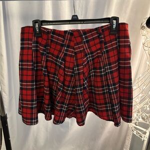 SHEIN Vibrant Red Plaid Skater Skirt
